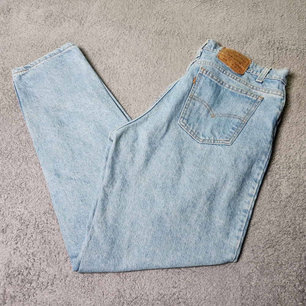 Levi's Mens 38x32 550 Relaxed Tapered Jeans Light Wash Orange Tab 90s USA
